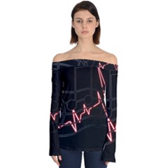 Music Wallpaper Heartbeat Melody Off Shoulder Long Sleeve Top by HermanTelo