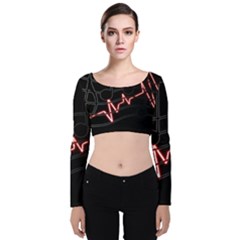 Music Wallpaper Heartbeat Melody Velvet Long Sleeve Crop Top