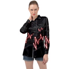 Music Wallpaper Heartbeat Melody Long Sleeve Satin Shirt