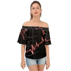 Music Wallpaper Heartbeat Melody Off Shoulder Short Sleeve Top by HermanTelo