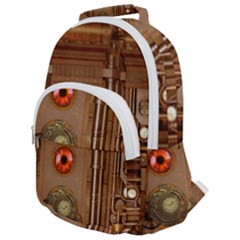 Steampunk Design Rounded Multi Pocket Backpack by FantasyWorld7