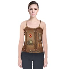 Steampunk Design Velvet Spaghetti Strap Top by FantasyWorld7