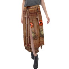 Steampunk Design Velour Split Maxi Skirt