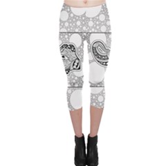 Elegant Mandala Elephant In Black And Wihte Capri Leggings  by FantasyWorld7