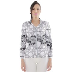 Elegant Mandala Elephant In Black And Wihte Women s Windbreaker by FantasyWorld7