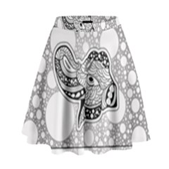 Elegant Mandala Elephant In Black And Wihte High Waist Skirt by FantasyWorld7