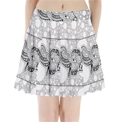 Elegant Mandala Elephant In Black And Wihte Pleated Mini Skirt by FantasyWorld7