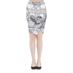 Elegant Mandala Elephant In Black And Wihte Midi Wrap Pencil Skirt by FantasyWorld7