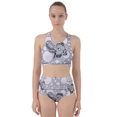 Elegant Mandala Elephant In Black And Wihte Racer Back Bikini Set by FantasyWorld7