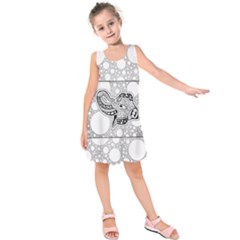 Elegant Mandala Elephant In Black And Wihte Kids  Sleeveless Dress by FantasyWorld7