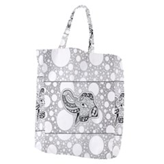 Elegant Mandala Elephant In Black And Wihte Giant Grocery Tote by FantasyWorld7