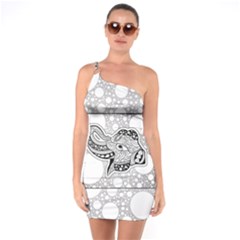 Elegant Mandala Elephant In Black And Wihte One Soulder Bodycon Dress by FantasyWorld7