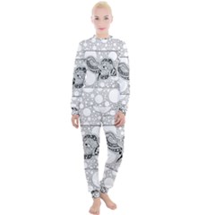 Elegant Mandala Elephant In Black And Wihte Women s Lounge Set by FantasyWorld7