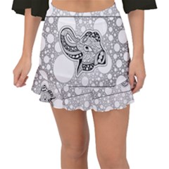 Elegant Mandala Elephant In Black And Wihte Fishtail Mini Chiffon Skirt by FantasyWorld7