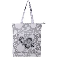 Elegant Mandala Elephant In Black And Wihte Double Zip Up Tote Bag by FantasyWorld7