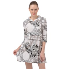 Elegant Mandala Elephant In Black And Wihte Mini Skater Shirt Dress by FantasyWorld7