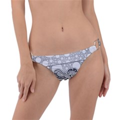 Elegant Mandala Elephant In Black And Wihte Ring Detail Bikini Bottom