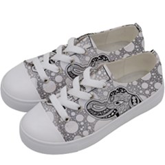 Elegant Mandala Elephant In Black And Wihte Kids  Low Top Canvas Sneakers by FantasyWorld7