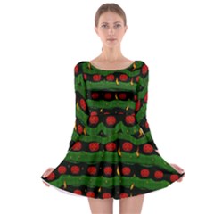 Pumkin Time Maybe Halloween Long Sleeve Skater Dress by pepitasart