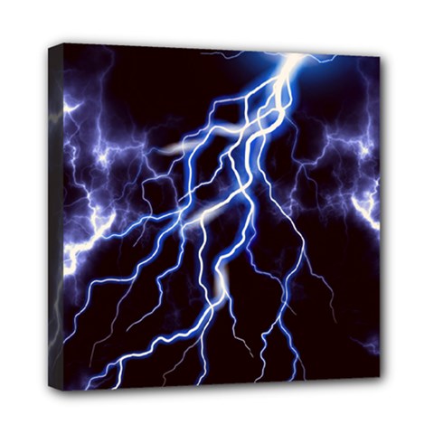 Blue Thunder Colorful Lightning Graphic Mini Canvas 8  X 8  (stretched) by picsaspassion