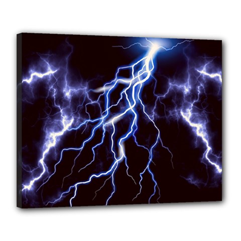 Blue Thunder Colorful Lightning Graphic Canvas 20  X 16  (stretched) by picsaspassion