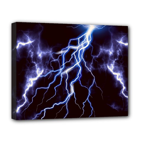 Blue Thunder Colorful Lightning Graphic Deluxe Canvas 20  X 16  (stretched) by picsaspassion