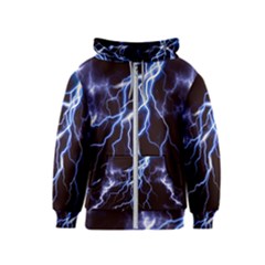 Blue Thunder Colorful Lightning Graphic Kids  Zipper Hoodie by picsaspassion