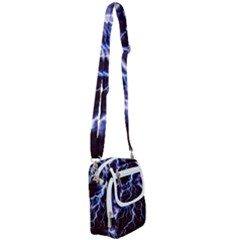 Blue Thunder Colorful Lightning Graphic Shoulder Strap Belt Bag by picsaspassion