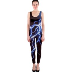 Blue Thunder Colorful Lightning Graphic One Piece Catsuit by picsaspassion