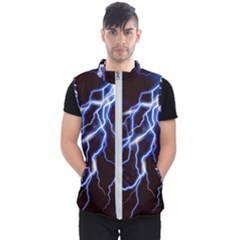 Blue Thunder Colorful Lightning Graphic Men s Puffer Vest by picsaspassion