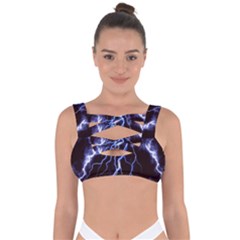 Blue Thunder Colorful Lightning Graphic Bandaged Up Bikini Top