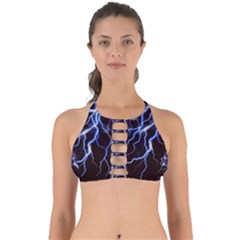 Blue Thunder Colorful Lightning Graphic Perfectly Cut Out Bikini Top