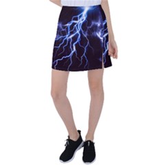 Blue Thunder Colorful Lightning Graphic Tennis Skirt