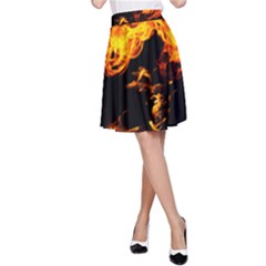 Can Walk On Fire, Black Background A-line Skirt by picsaspassion