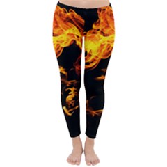 Can Walk On Fire, Black Background Classic Winter Leggings