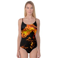 Can Walk On Fire, Black Background Camisole Leotard  by picsaspassion