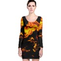 Can Walk on Fire, black background Long Sleeve Velvet Bodycon Dress View1