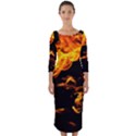 Can Walk on Fire, black background Quarter Sleeve Midi Bodycon Dress View1