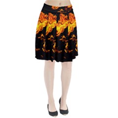 Can Walk On Fire, Black Background Pleated Skirt by picsaspassion