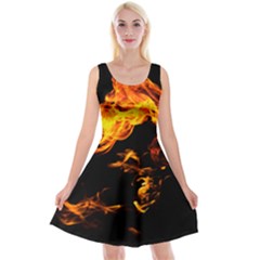 Can Walk On Fire, Black Background Reversible Velvet Sleeveless Dress