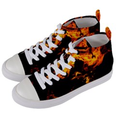 Can Walk On Fire, Black Background Women s Mid-top Canvas Sneakers by picsaspassion