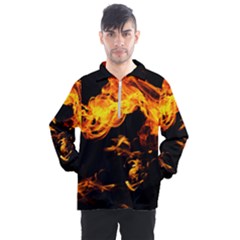 Can Walk On Fire, Black Background Men s Half Zip Pullover