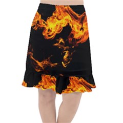 Can Walk On Fire, Black Background Fishtail Chiffon Skirt by picsaspassion