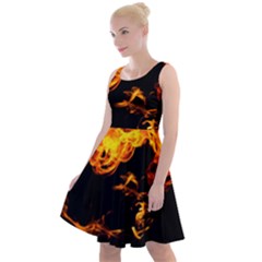 Can Walk On Fire, Black Background Knee Length Skater Dress