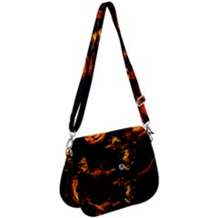 Can Walk On Fire, Black Background Saddle Handbag