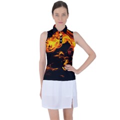 Can Walk On Fire, Black Background Women’s Sleeveless Polo