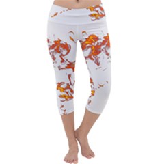 Can Walk On Fire, White Background Capri Yoga Leggings by picsaspassion