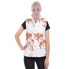 Can Walk On Fire, White Background Women s Button Up Vest