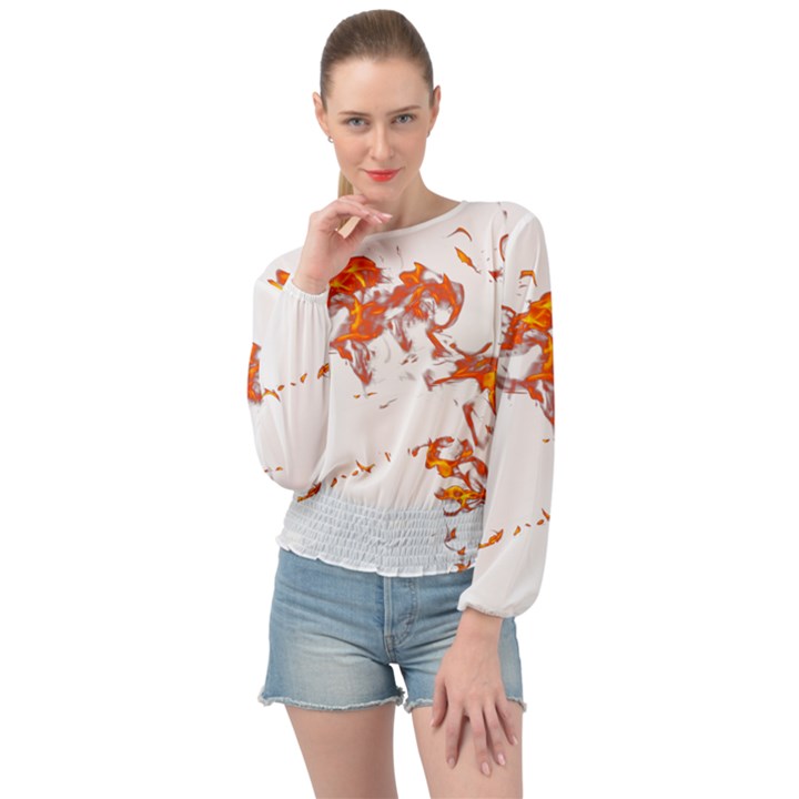 Can Walk on Fire, white background Banded Bottom Chiffon Top