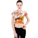 Can Walk on volcano Fire, white background Crew Neck Crop Top View1